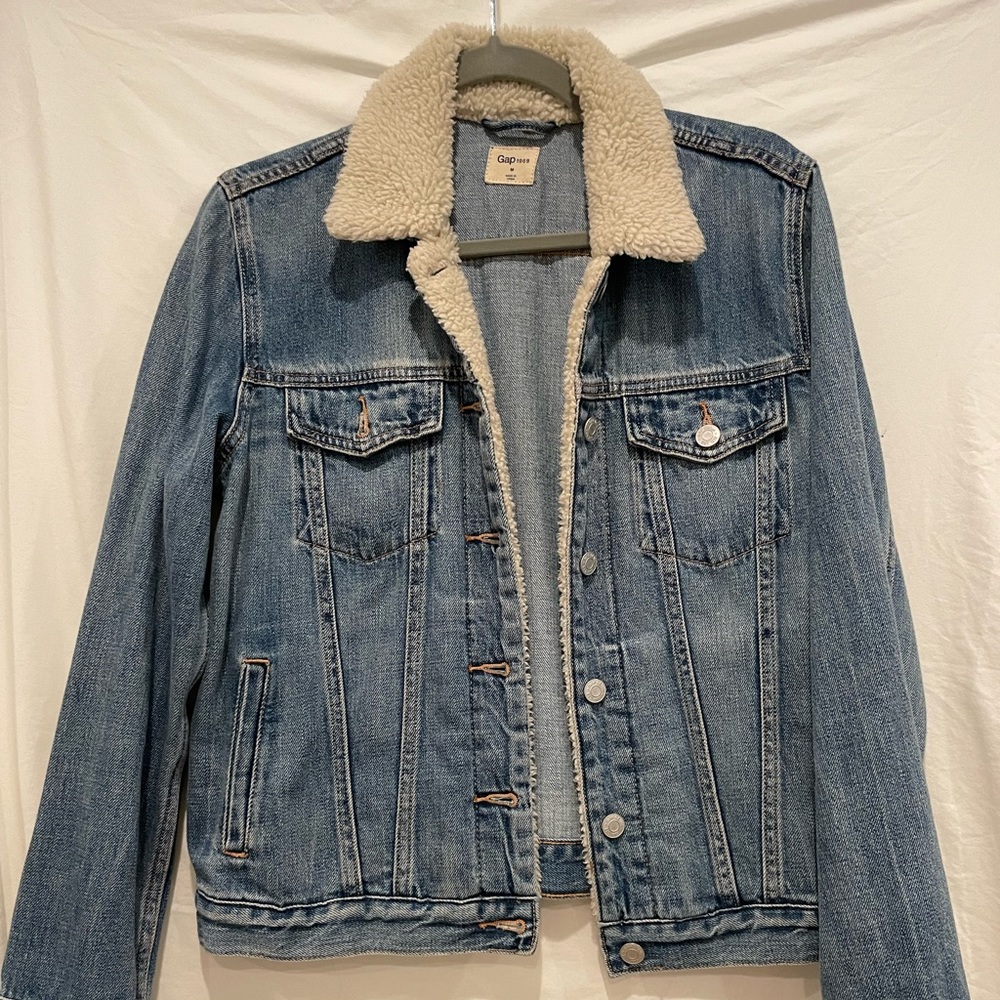 Gap Denim Jacket With Shearling Collar Gem